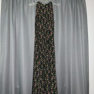 Floral mock turtleneck long floral tank dress